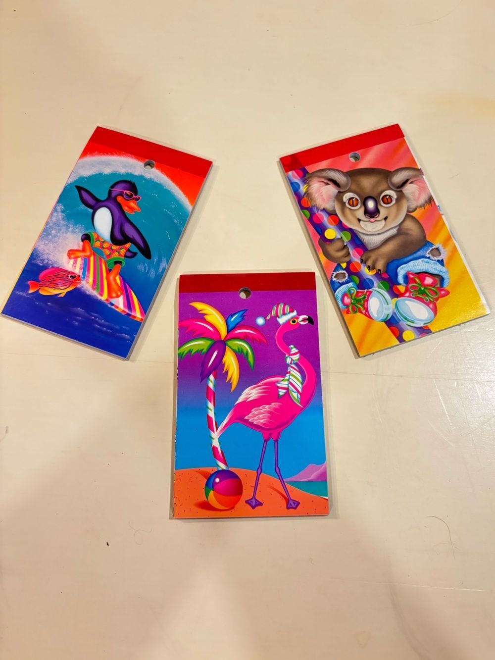 RARE 1987 Lisa Frank Designer Collection Mini Notepads Koala Flamingo Penguin
